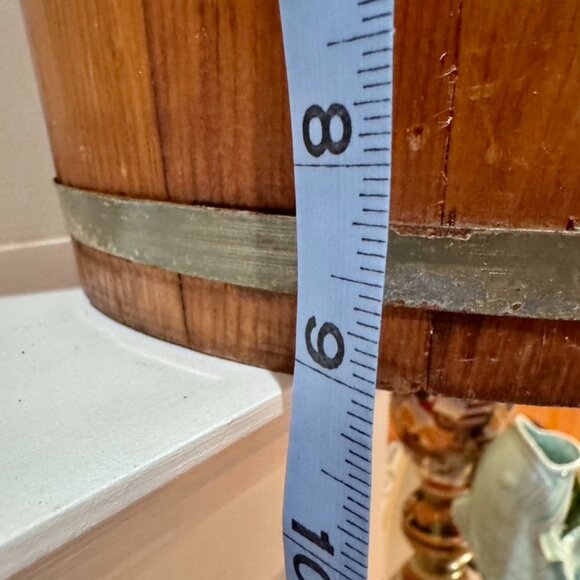 Antique Swing Handle Wood Firkin Bucket with Currier & Ives Print - Picture 11 of 11